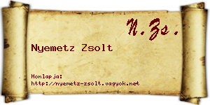 Nyemetz Zsolt névjegykártya